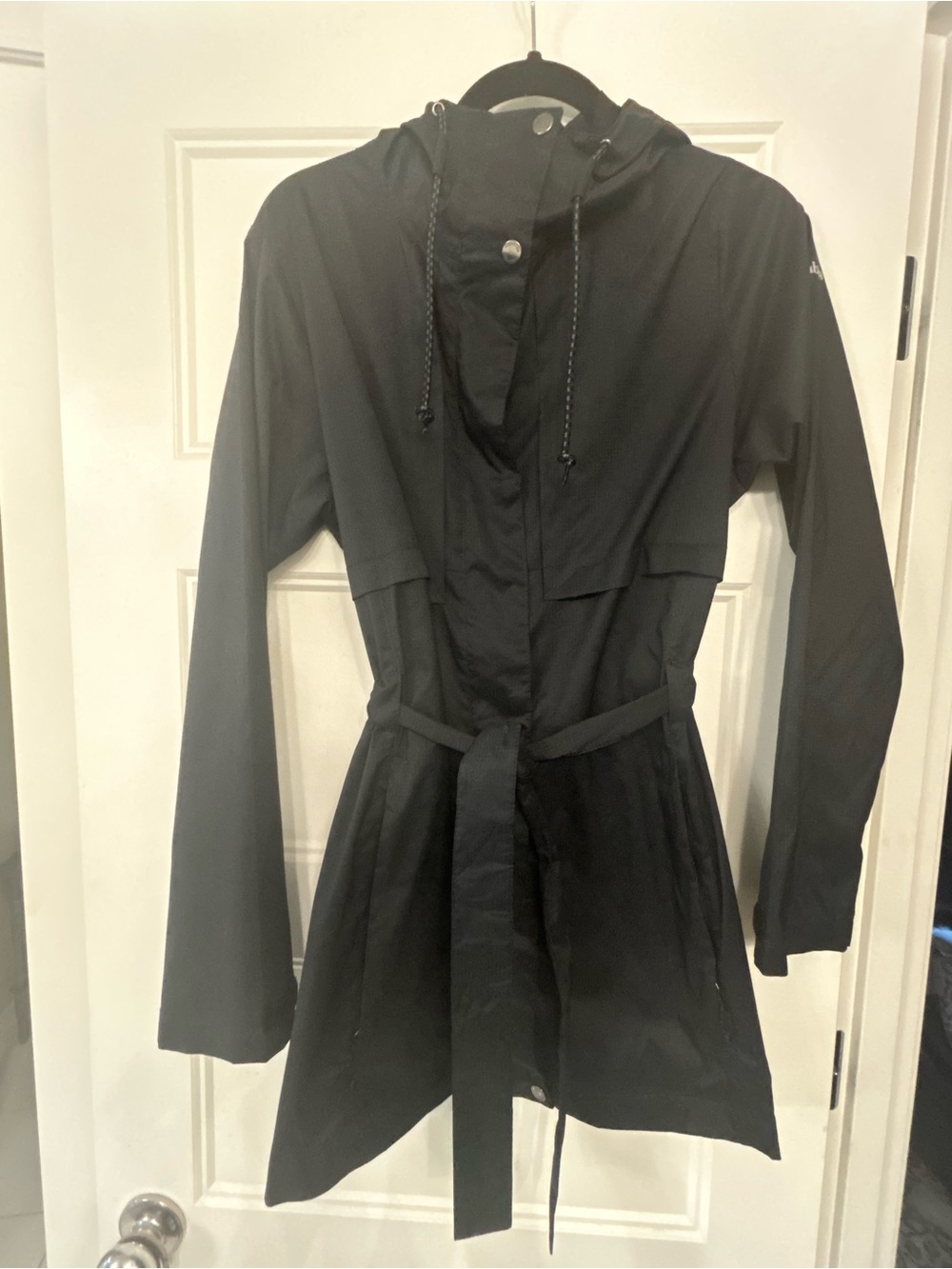 Columbia "Pardon My Trench" Hooded Rain Coat Belted Jacket Black Size Medium - Picture 3 of 9